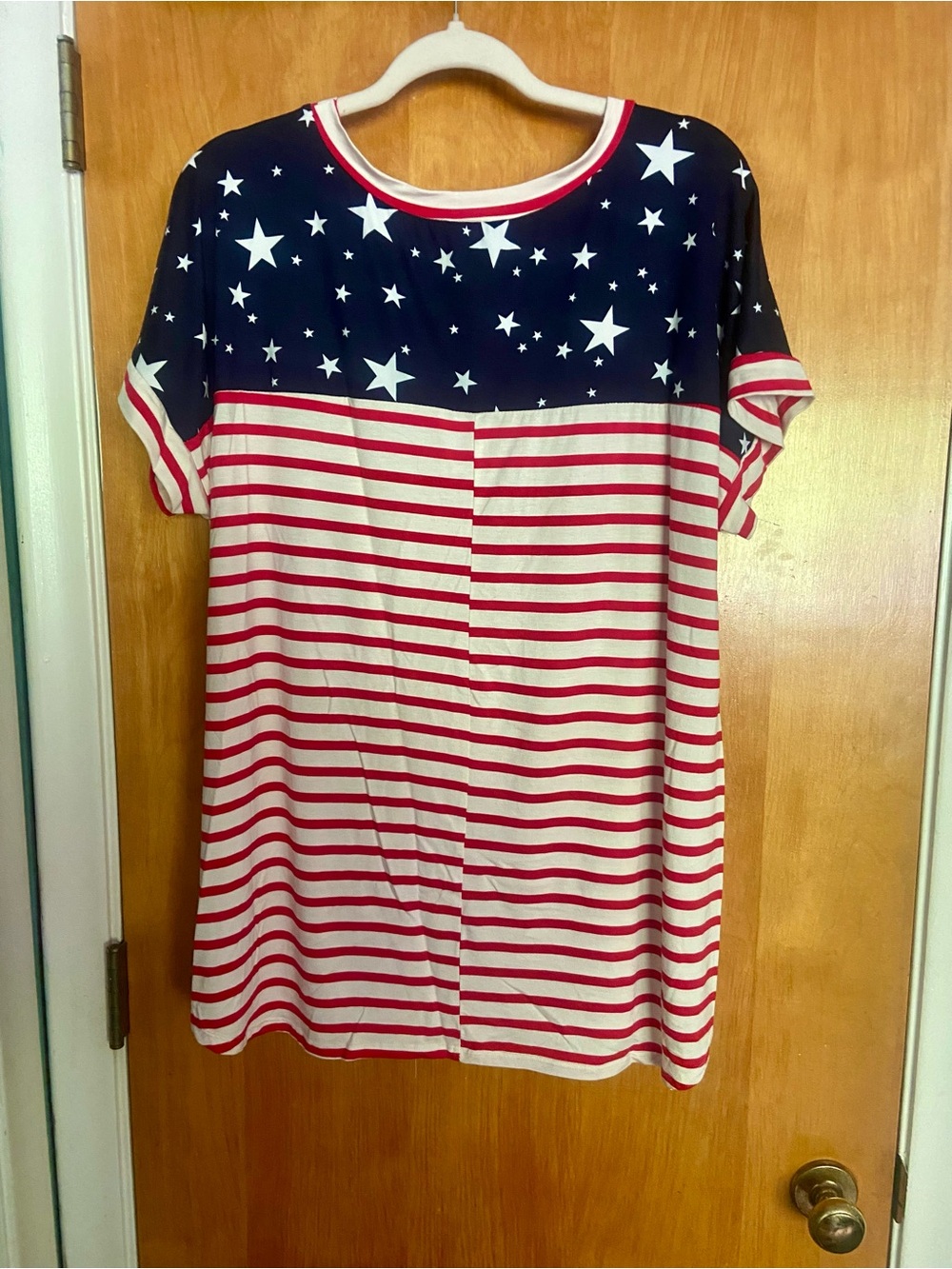 🇺🇸Sew In Love Red & White Striped Tee with Navy Star Shoulders🇺🇸 - Picture 5 of 5